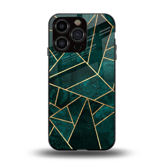 Emerald Geometry back phone cover | glass case for iphone 15 pro