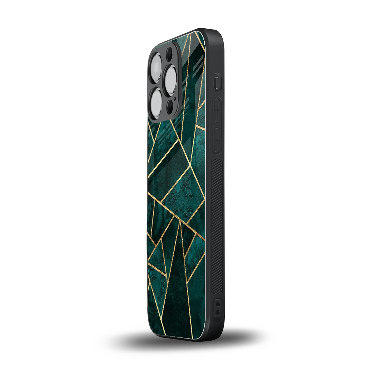 Emerald Geometry iphone 15 pro mobile cover | shockproof glass phone case