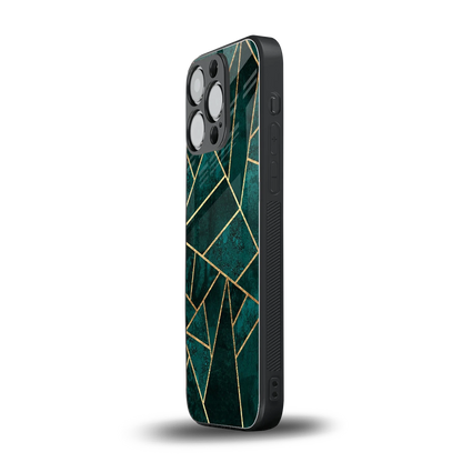 Emerald Geometry iphone 15 pro mobile cover | shockproof glass phone case
