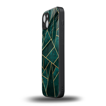 Emerald Geometry iphone 15 mobile cover | shockproof glass phone case