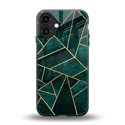 Emerald Geometry back phone cover | glass case for iphone 16 plus