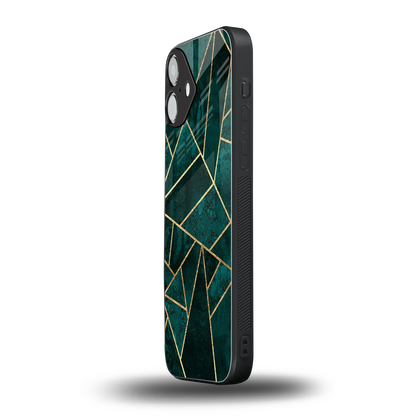 Emerald Geometry iphone 16 plus mobile cover | shockproof glass phone case