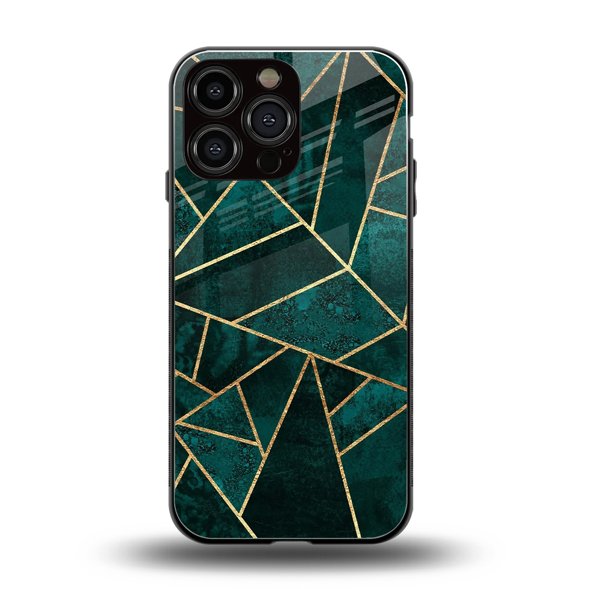 Emerald Geometry back phone cover | glass case for iphone 16 pro max