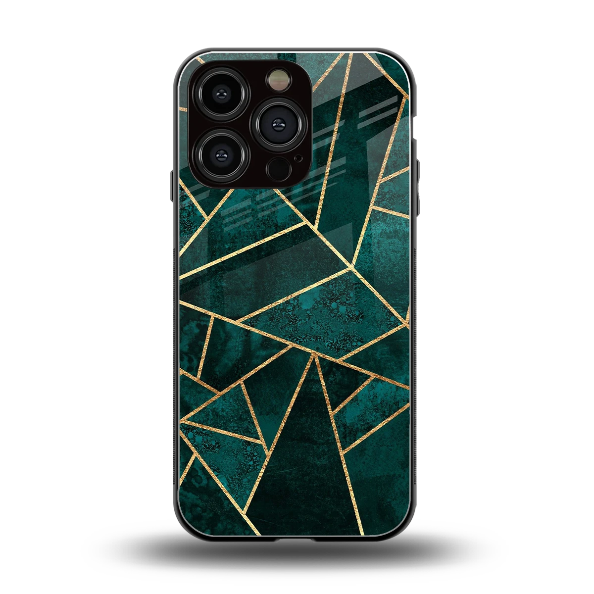 Emerald Geometry back phone cover | glass case for iphone 16 pro