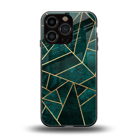 Emerald Geometry back phone cover | glass case for iphone 16 pro