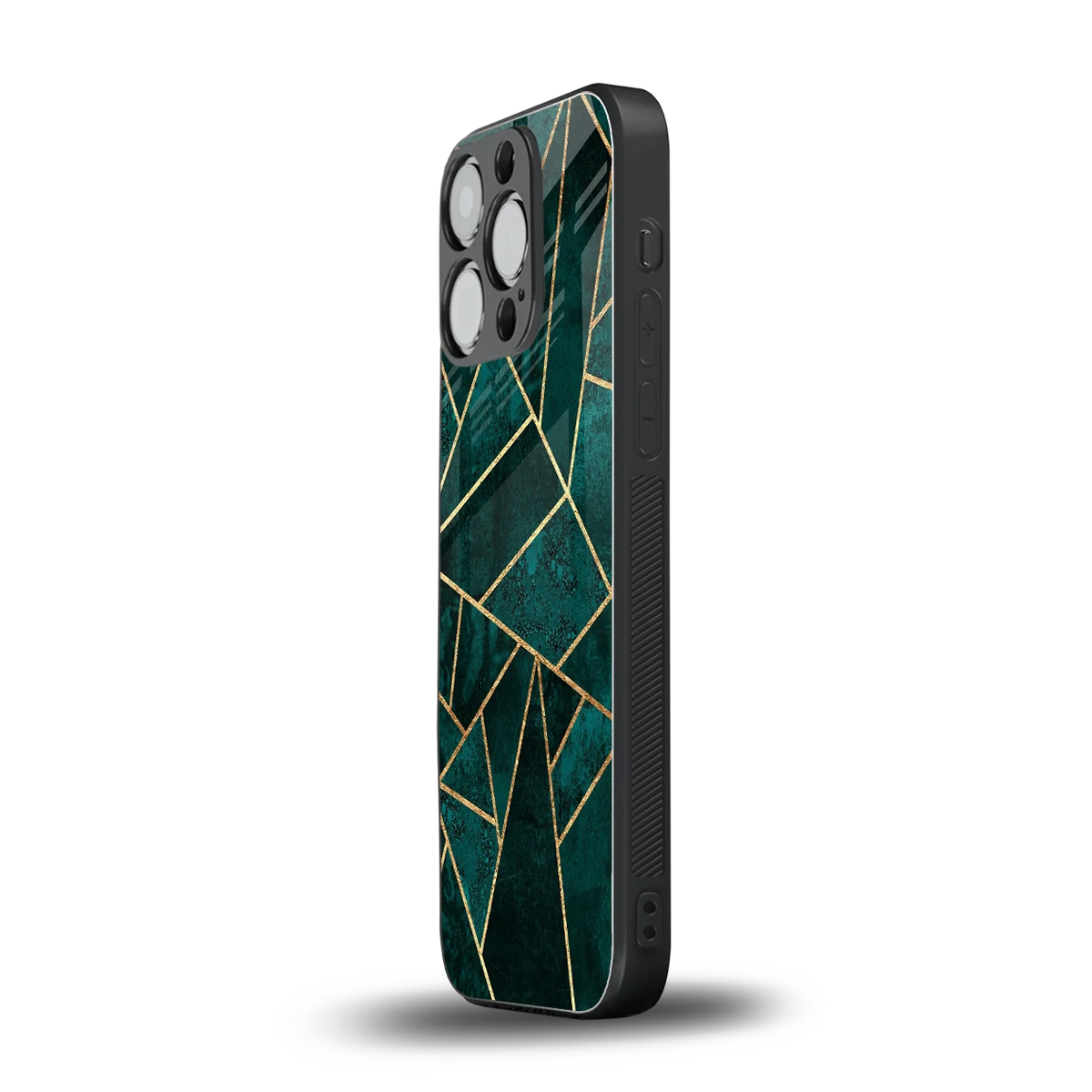 Emerald Geometry iphone 16 pro mobile cover | shockproof glass phone case