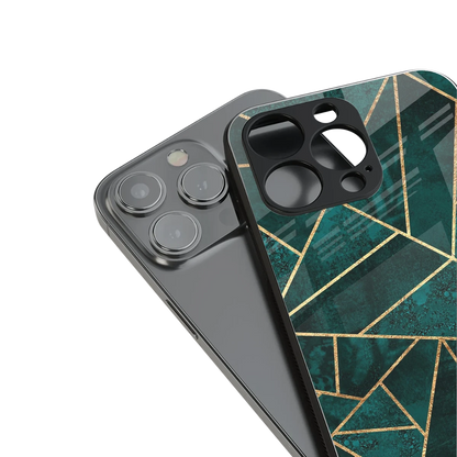 Emerald Geometry stylish phone case for iphone 15 | glossy glass and slim fit