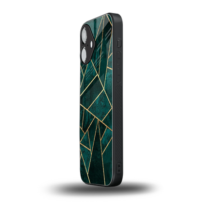 Emerald Geometry iPhone 16 mobile cover | shockproof glass phone case
