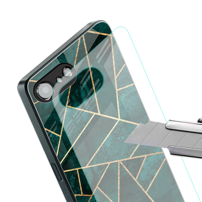 Emerald Geometry stylish phone case for iphone 16e | glossy glass and slim fit