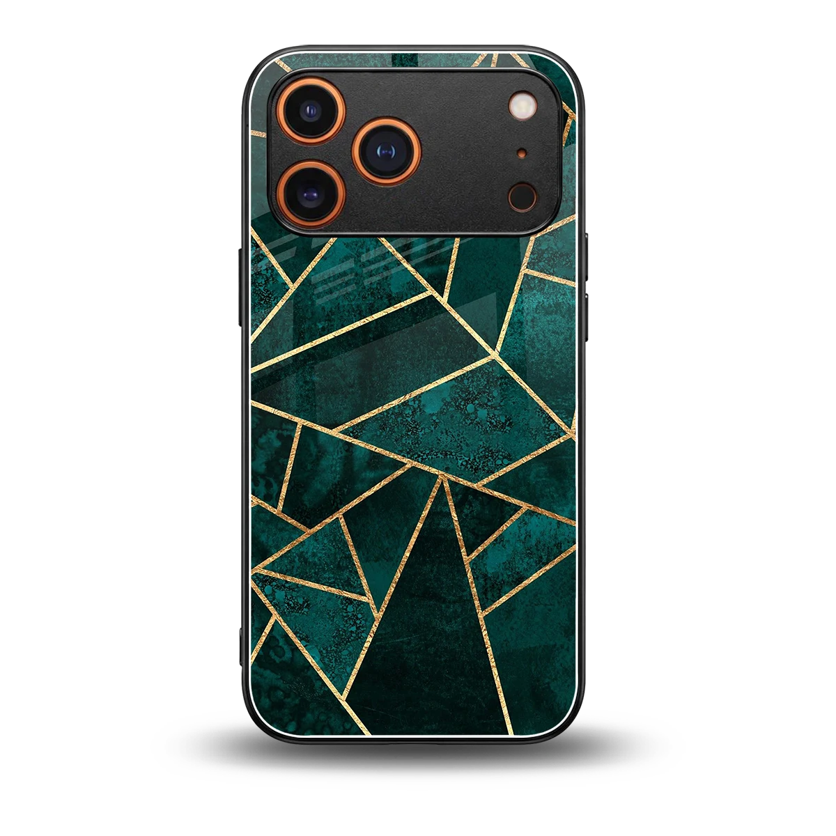 Emerald Geometry back phone cover | glass case for iphone 17 pro