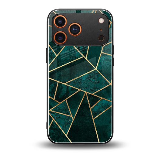 Emerald Geometry back phone cover | glass case for iphone 17 pro