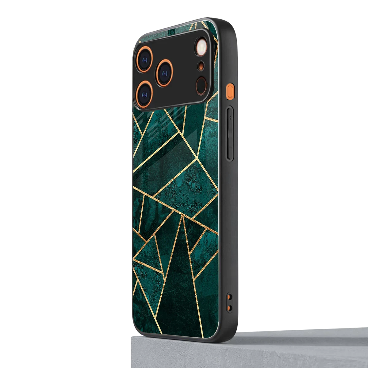 Emerald Geometry iphone 17 pro mobile cover | shockproof glass phone case
