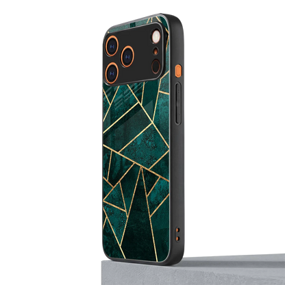 Emerald Geometry iphone 17 pro max mobile cover | shockproof glass phone case