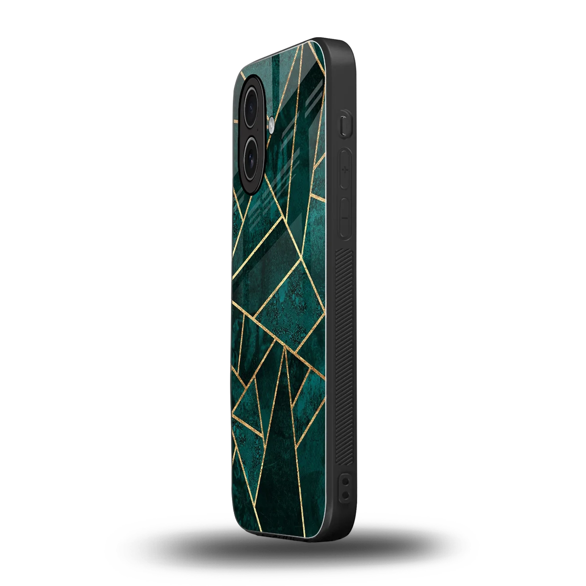 Emerald Geometry iphone 17 mobile cover | shockproof glass phone case