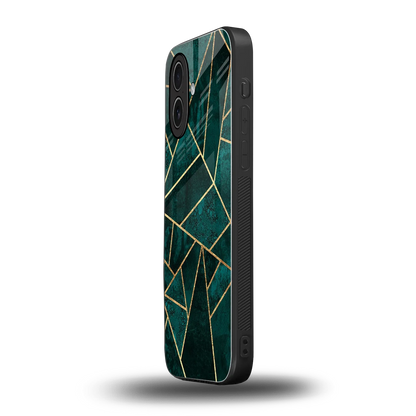 Emerald Geometry iphone 17 mobile cover | shockproof glass phone case
