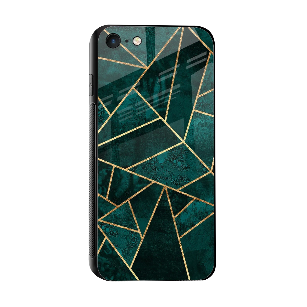 Emerald Geometry sleek iphone 8 cover with tempered glass back and TPU edges