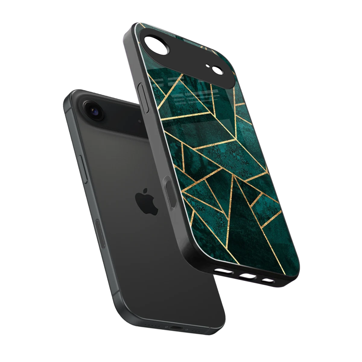 Emerald Geometry sleek iphone air cover with tempered glass back and TPU edges