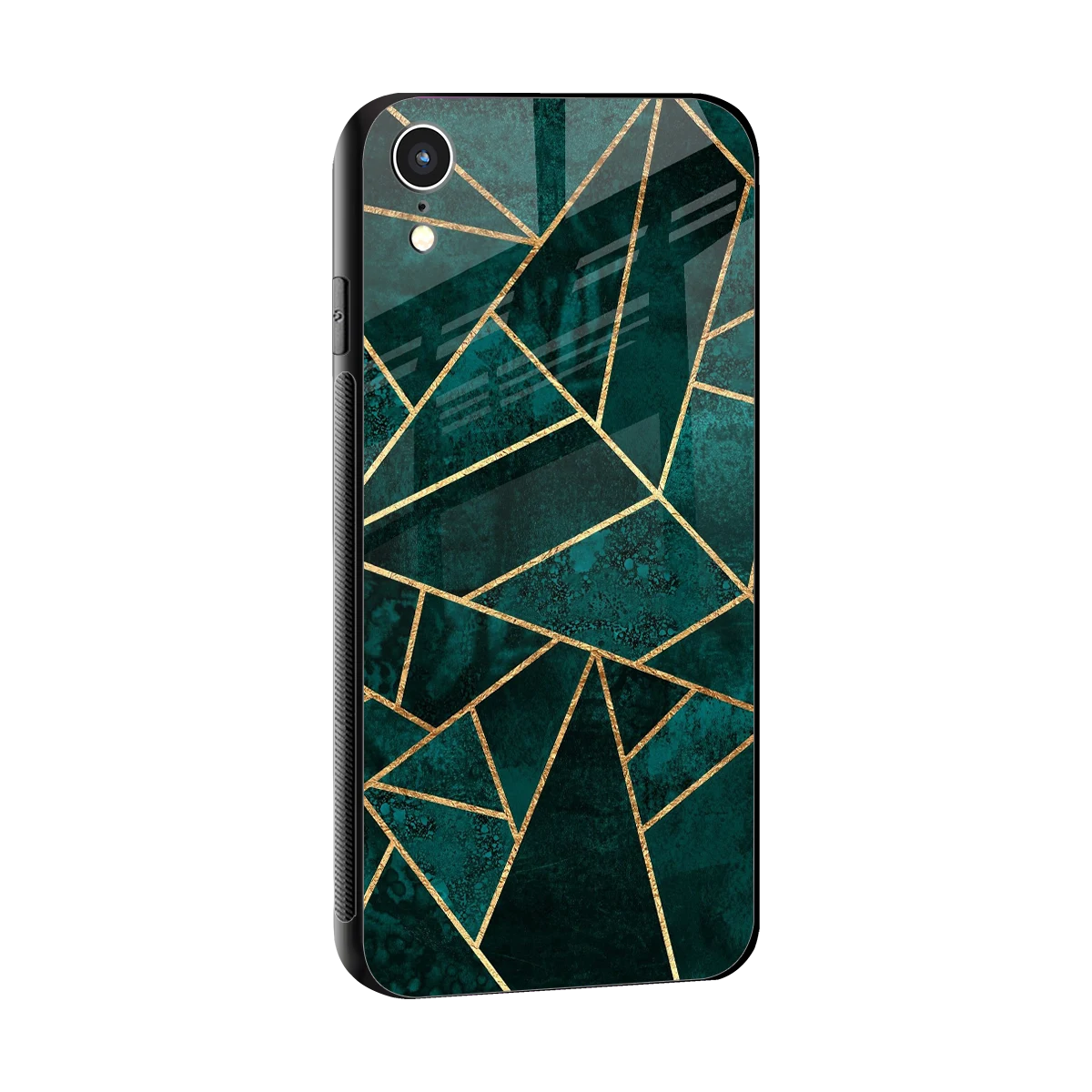 Emerald Geometry sleek iphone xr cover with tempered glass back and TPU edges
