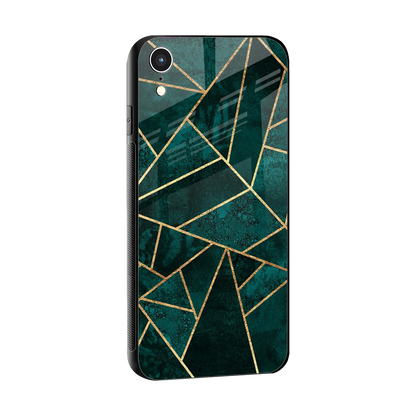 Emerald Geometry sleek iphone xr cover with tempered glass back and TPU edges