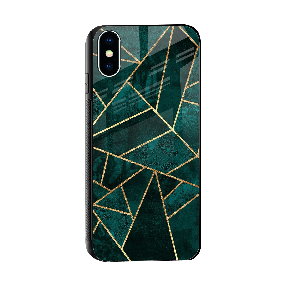 Emerald Geometry sleek iphone xs cover with tempered glass back and TPU edges