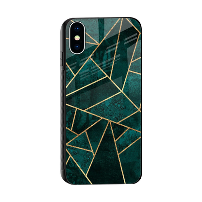 Emerald Geometry sleek iphone xs cover with tempered glass back and TPU edges