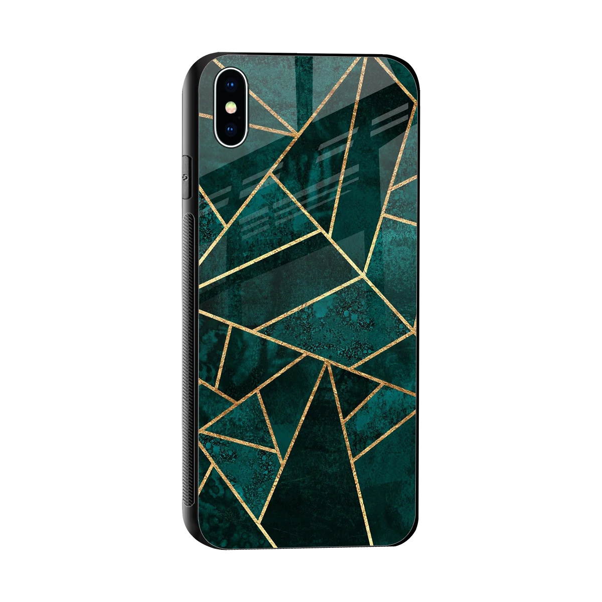 Emerald Geometry sleek iphone xs max cover with tempered glass back and TPU edges