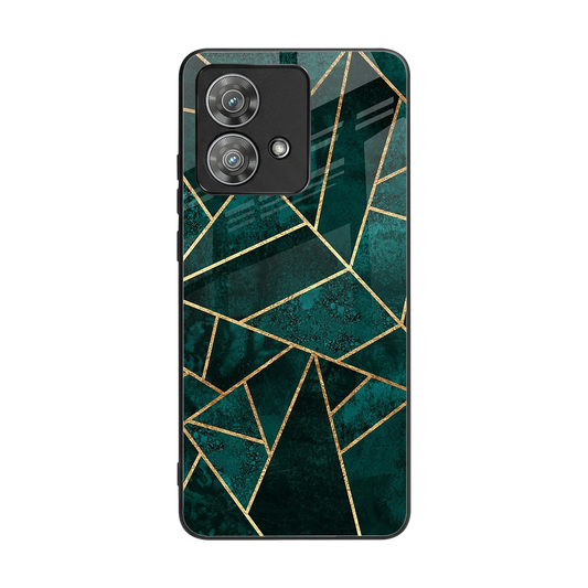 Emerald Geometry back phone cover | glass case for motorola edge 40 neo 5g