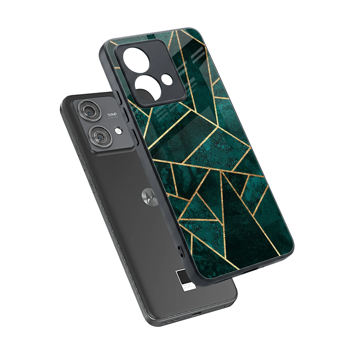Emerald Geometry sleek motorola edge 40 neo 5g cover with tempered glass back and TPU edges