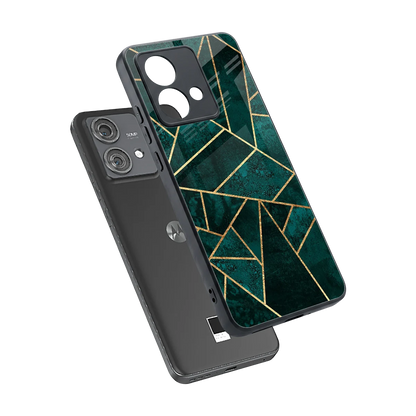 Emerald Geometry sleek motorola edge 40 neo 5g cover with tempered glass back and TPU edges