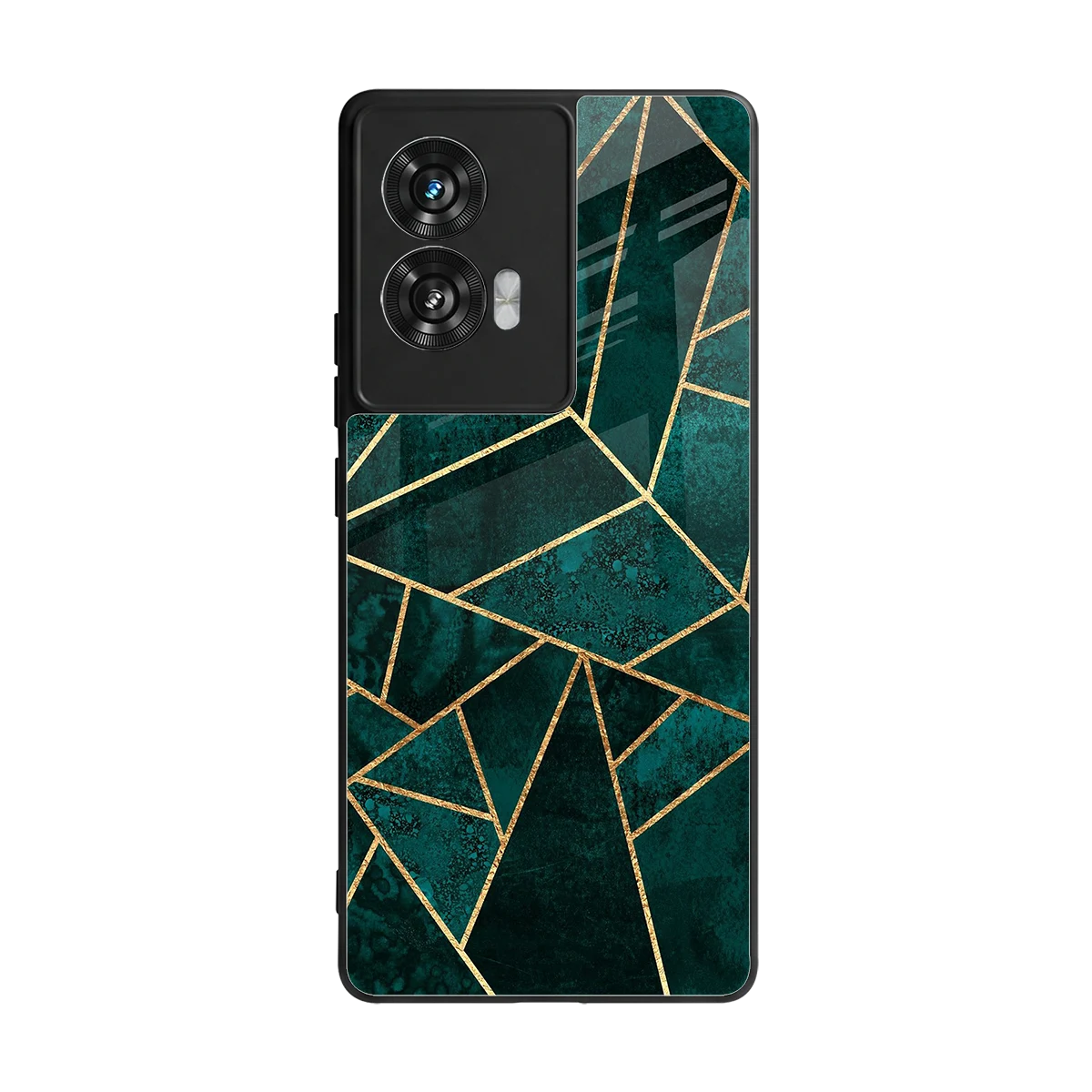 Emerald Geometry back phone cover | glass case for motorola edge 50 fusion