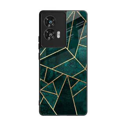 Emerald Geometry back phone cover | glass case for motorola edge 50 fusion