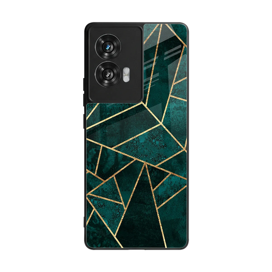 Emerald Geometry back phone cover | glass case for motorola edge 50 fusion