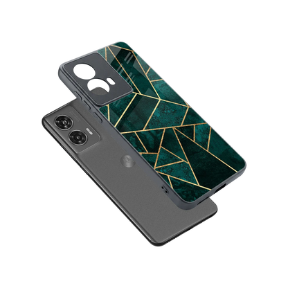 Emerald Geometry sleek motorola edge 50 fusion cover with tempered glass back and TPU edges