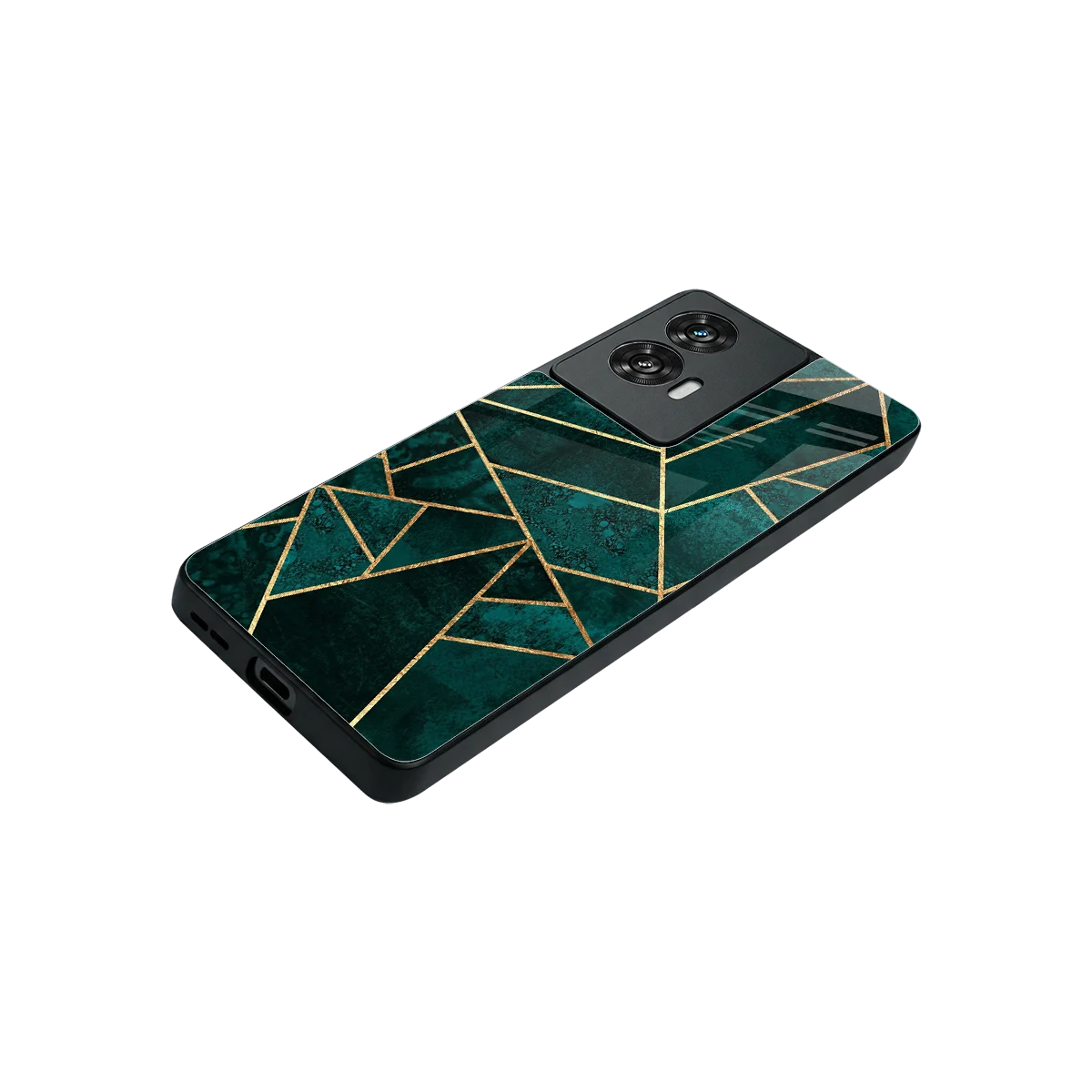 Emerald Geometry stylish phone case for motorola edge 50 fusion | glossy glass and slim fit