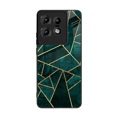 Emerald Geometry back phone cover | glass case for motorola edge 50 pro