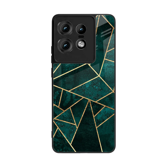 Emerald Geometry back phone cover | glass case for motorola edge 50 pro