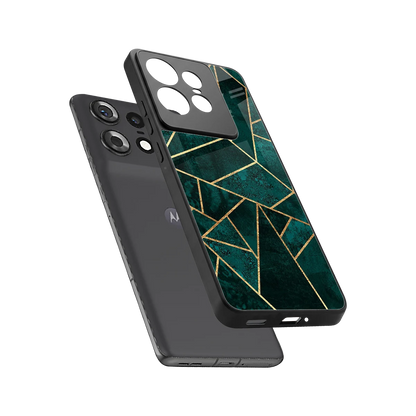 Emerald Geometry sleek motorola edge 50 pro cover with tempered glass back and TPU edges