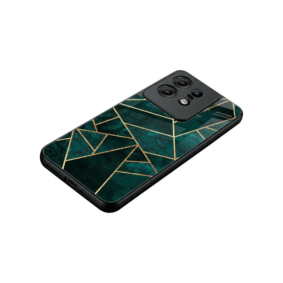 Emerald Geometry stylish phone case for motorola edge 50 pro | glossy glass and slim fit