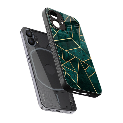 Emerald Geometry sleek nothing phone 1 cover with tempered glass back and TPU edges