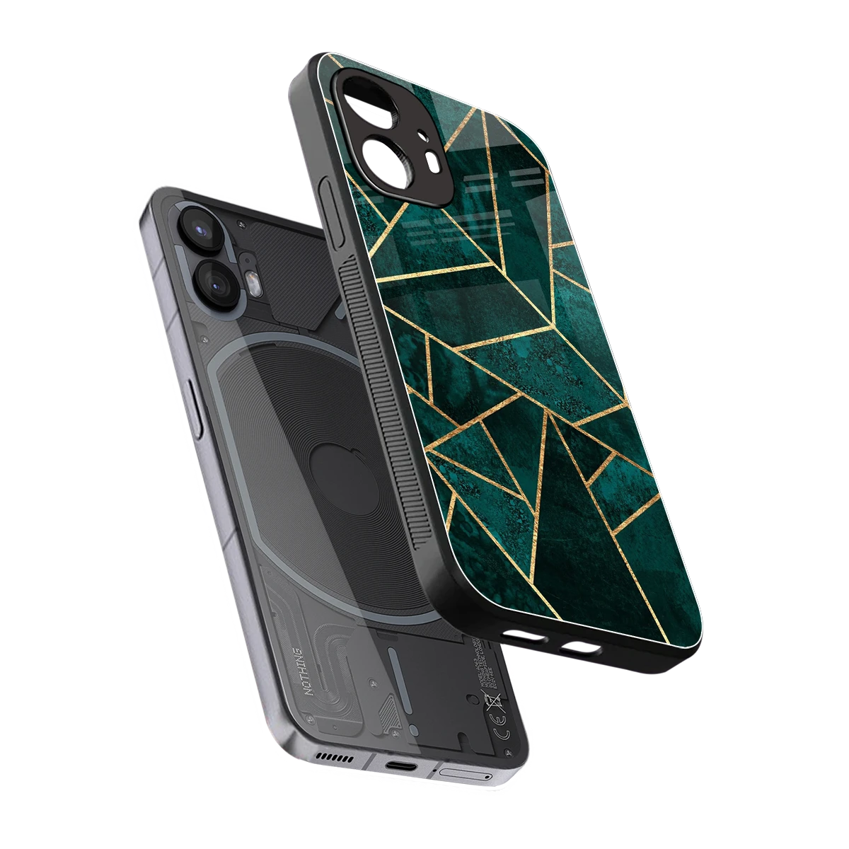 Emerald Geometry sleek nothing phone 2 cover with tempered glass back and TPU edges