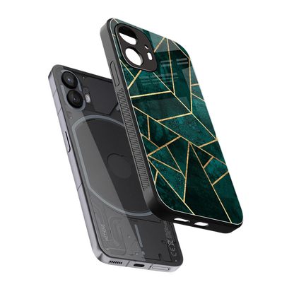 Emerald Geometry sleek nothing phone 2 cover with tempered glass back and TPU edges