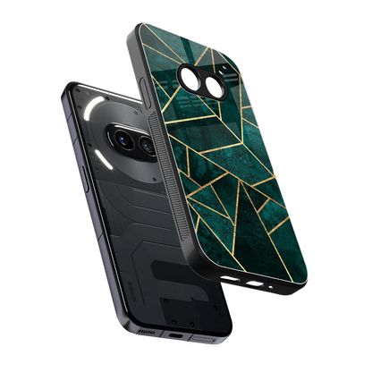 Emerald Geometry sleek nothing phone 2a plus cover with tempered glass back and TPU edges