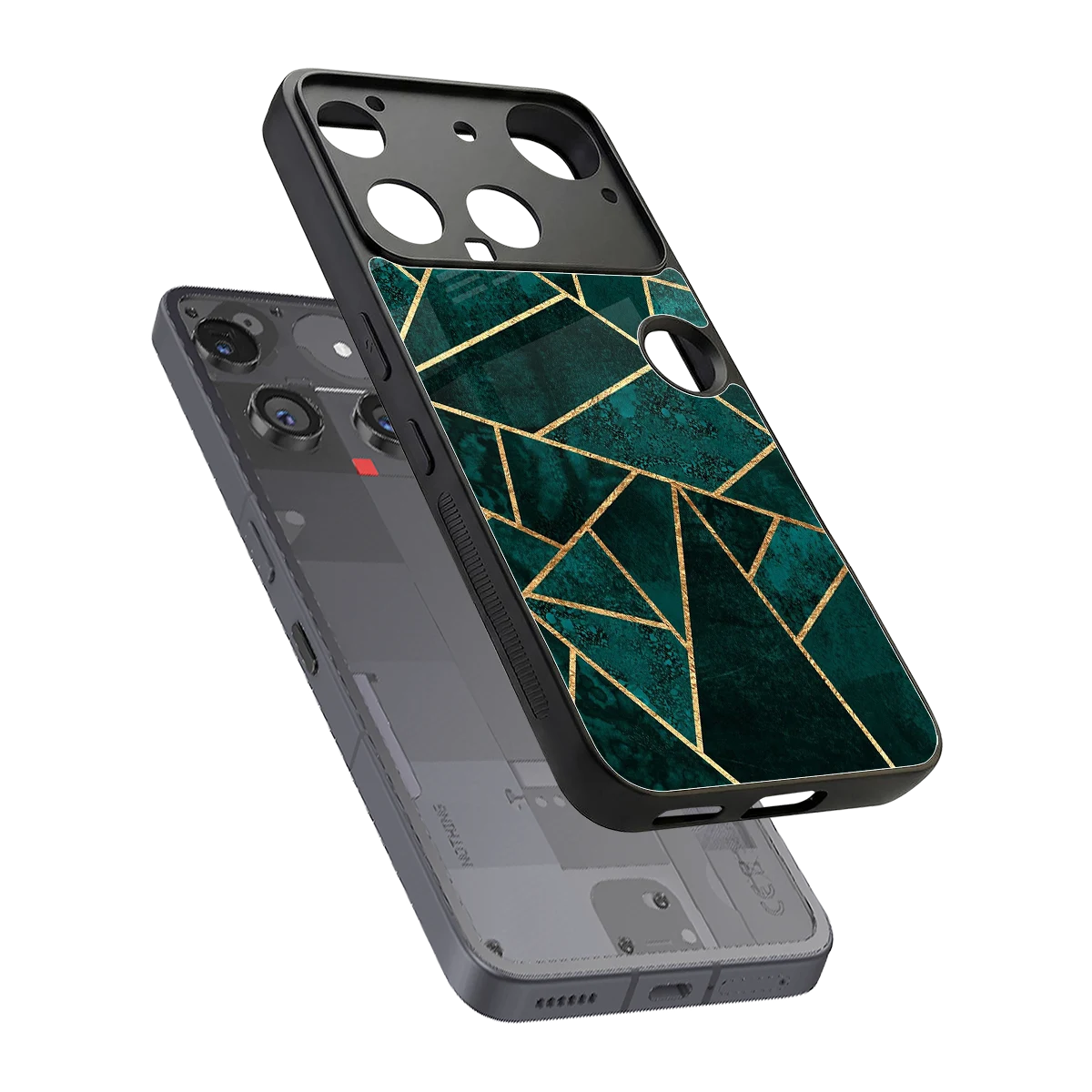Emerald Geometry sleek nothing phone 3 cover with tempered glass back and TPU edges
