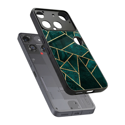 Emerald Geometry sleek nothing phone 3 cover with tempered glass back and TPU edges