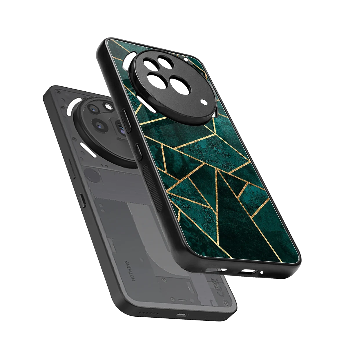 Emerald Geometry sleek nothing phone 3a pro cover with tempered glass back and TPU edges