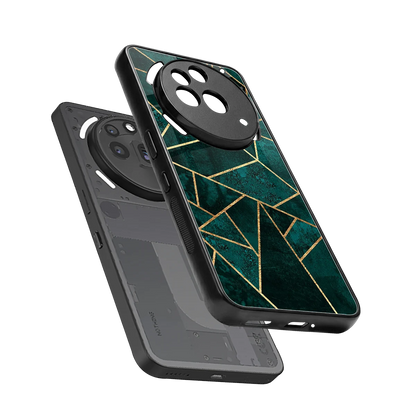 Emerald Geometry sleek nothing phone 3a pro cover with tempered glass back and TPU edges