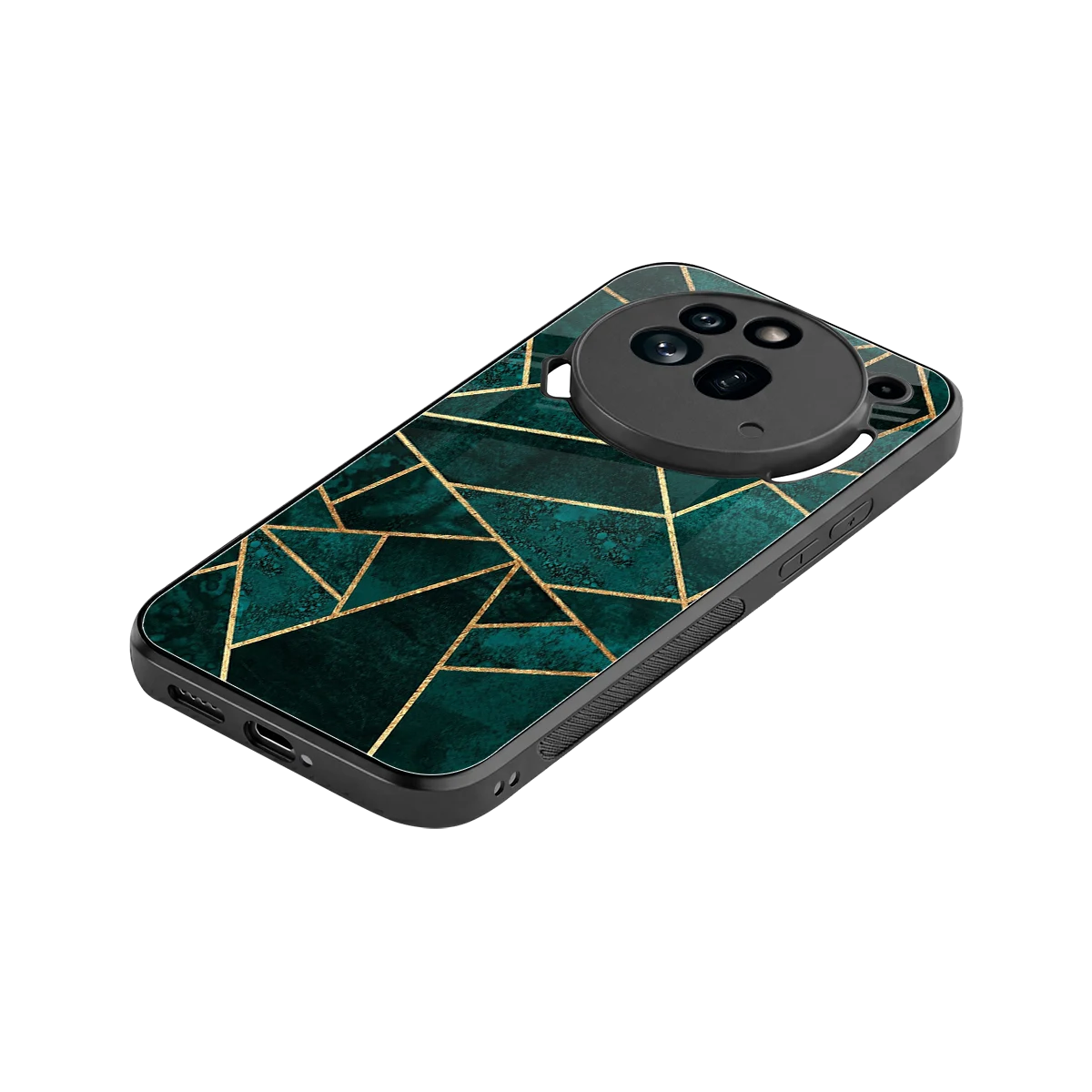 Emerald Geometry stylish phone case for nothing phone 3a pro | glossy glass and slim fit