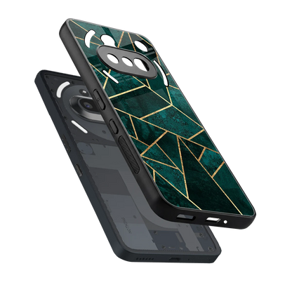 Emerald Geometry sleek nothing phone 3a cover with tempered glass back and TPU edges