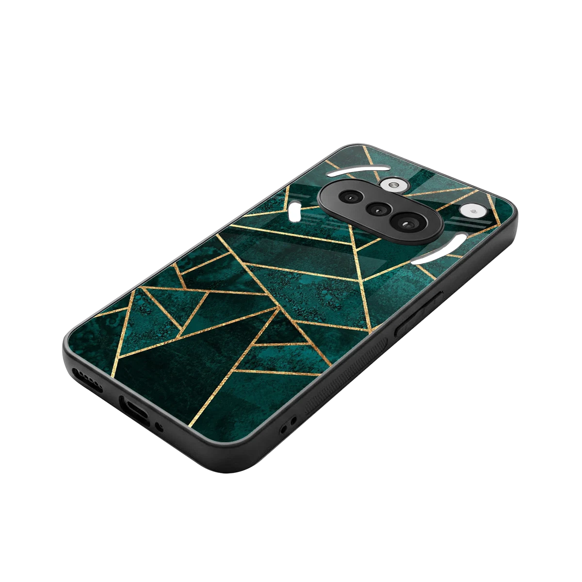 Emerald Geometry stylish phone case for nothing phone 3a | glossy glass and slim fit