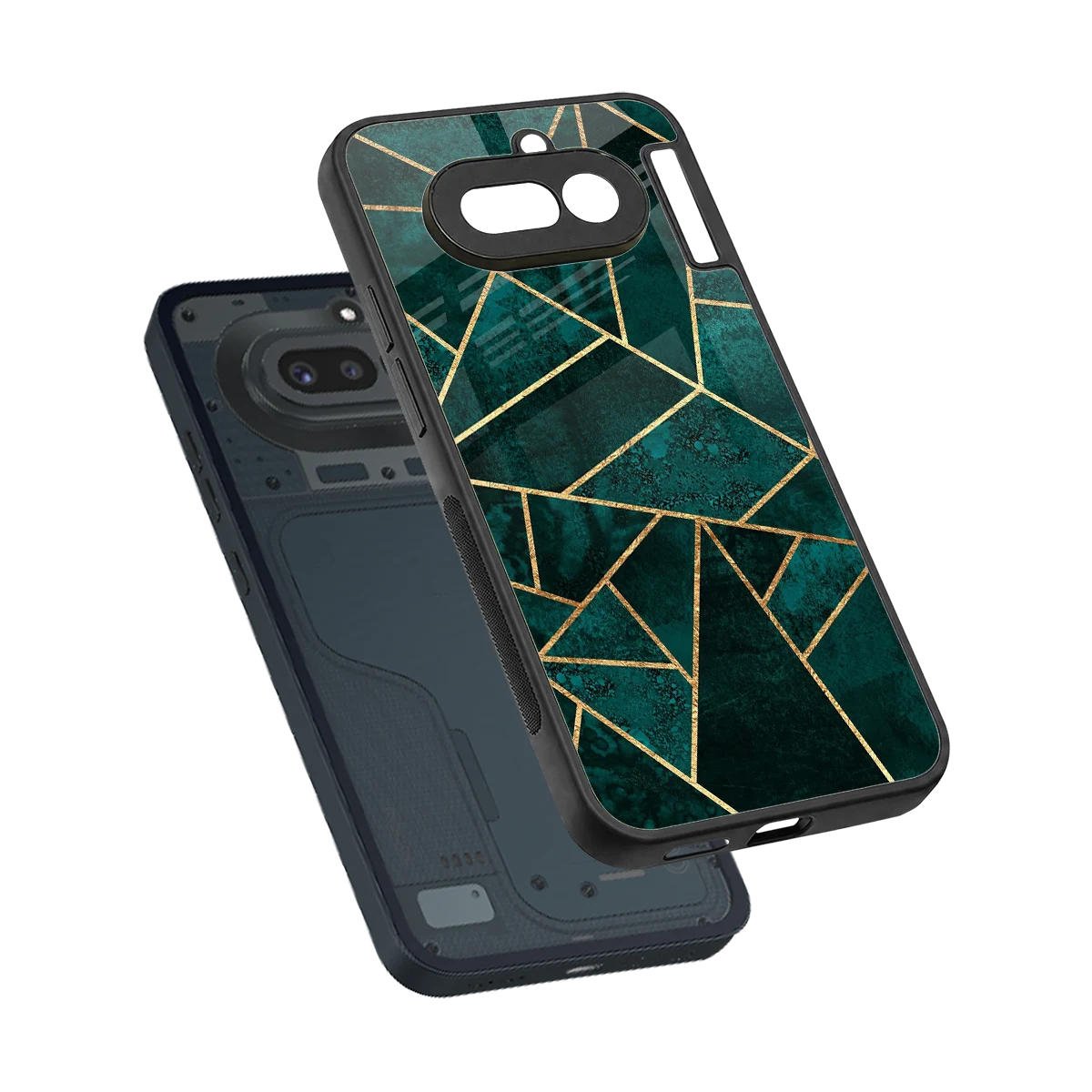 Emerald Geometry sleek nothing phone 4a cover with tempered glass back and TPU edges